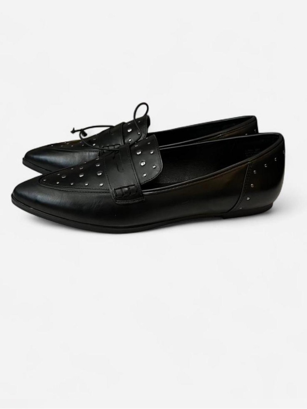 Frye & Co Elara Black Faux Leather Studded Penny Loafers Women’s 9 M NWT